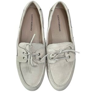 Lucky Brand Beige Suede Lirayne Loafers Driving Moccasins Size 10M Classic